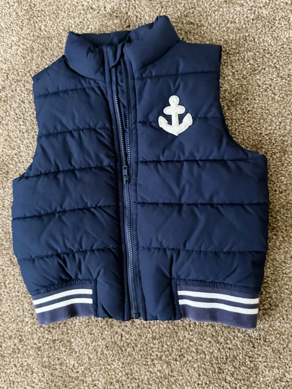 Janie and Jack Navy Puffer Vest with Anchor Patch